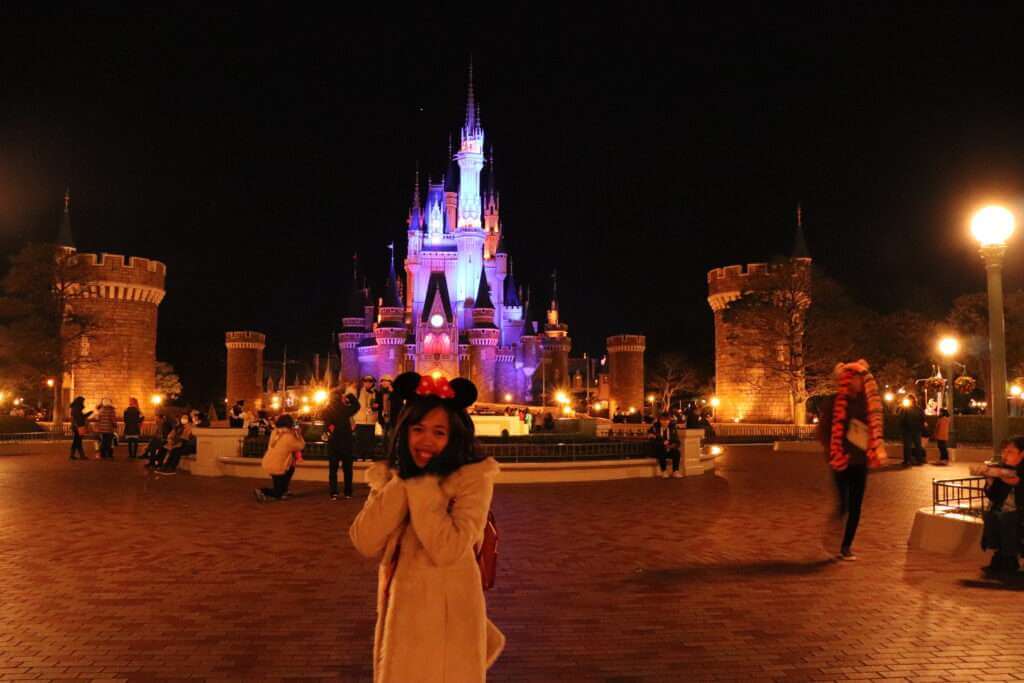 Tokyo Disney Land Castle view at night.