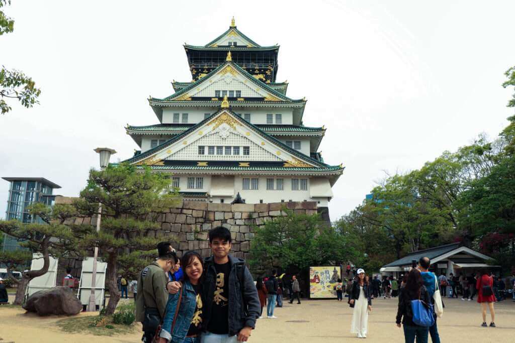 taking Picture in front of Osaka Castle