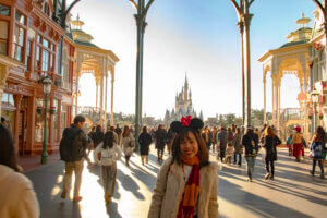 inside tokyo disneyland capturing Disney castle