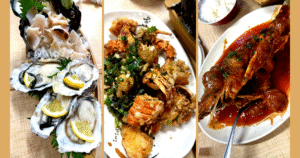 Fresh seafood dinner at makishi public market