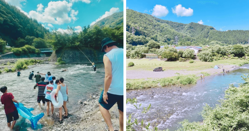 crossing river going to Hebiki falls